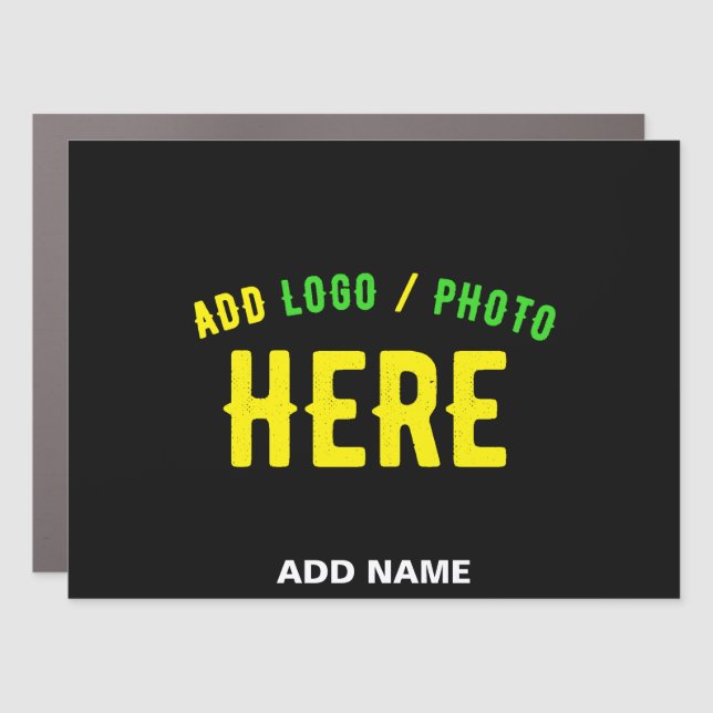 STYLISH MODERN CUSTOMIZABLE BLACK VERIFIED BRANDED CAR MAGNET (Front)