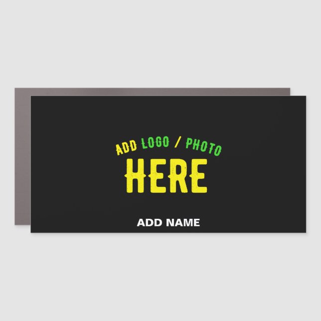 STYLISH MODERN CUSTOMIZABLE BLACK VERIFIED BRANDED CAR MAGNET (Front)
