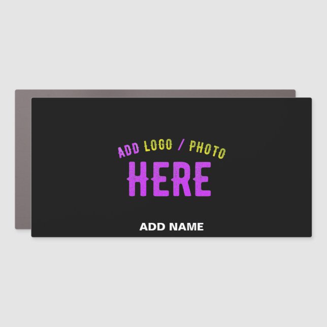 STYLISH MODERN CUSTOMIZABLE BLACK VERIFIED BRANDED CAR MAGNET (Front)