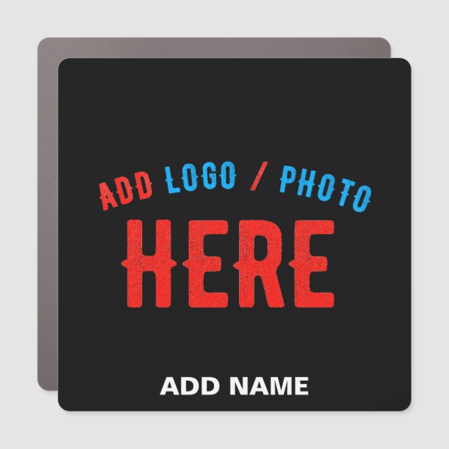 STYLISH MODERN CUSTOMIZABLE BLACK VERIFIED BRANDED CAR MAGNET (Front)