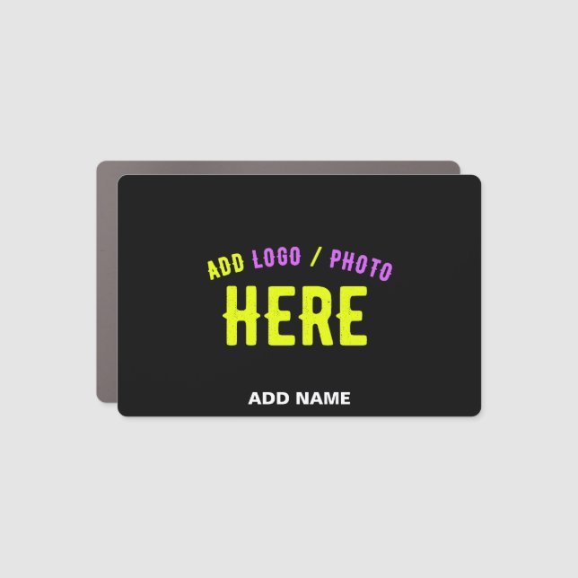 STYLISH MODERN CUSTOMIZABLE BLACK VERIFIED BRANDED CAR MAGNET (Front)