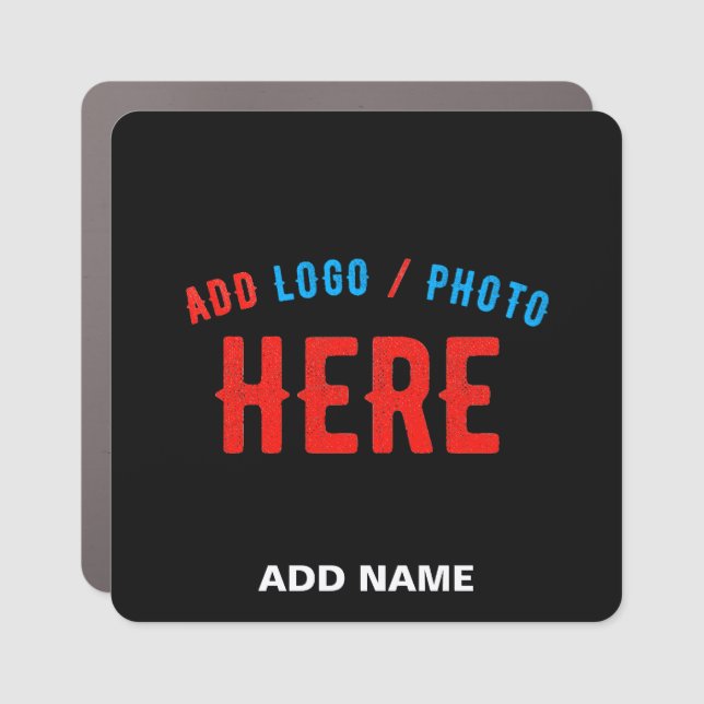 STYLISH MODERN CUSTOMIZABLE BLACK VERIFIED BRANDED CAR MAGNET (Front)