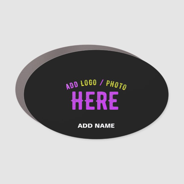 STYLISH MODERN CUSTOMIZABLE BLACK VERIFIED BRANDED CAR MAGNET (Front)