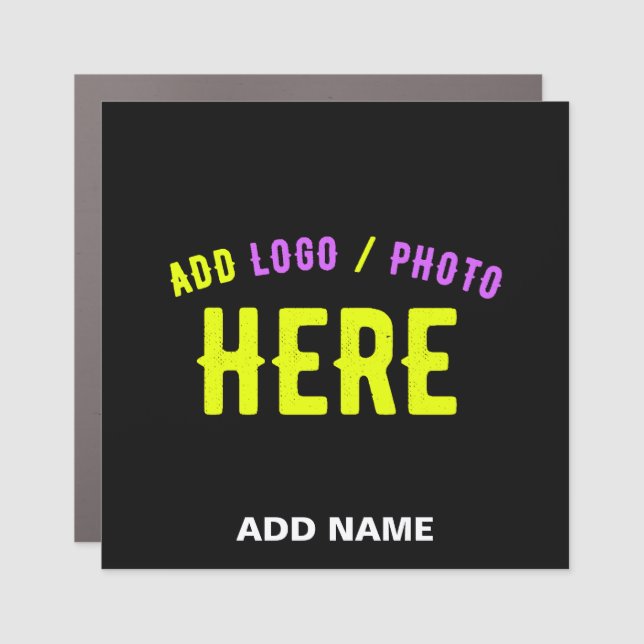 STYLISH MODERN CUSTOMIZABLE BLACK VERIFIED BRANDED CAR MAGNET (Front)