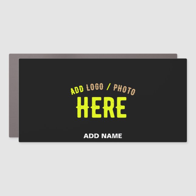 STYLISH MODERN CUSTOMIZABLE BLACK VERIFIED BRANDED CAR MAGNET (Front)