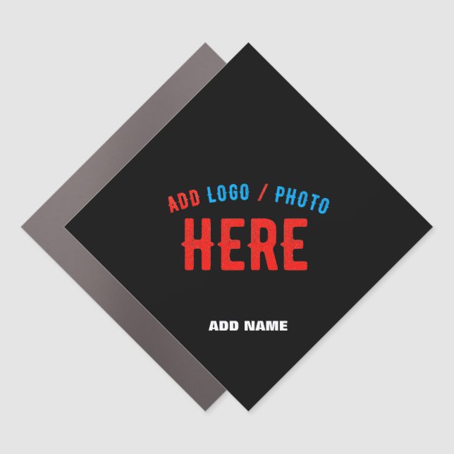 STYLISH MODERN CUSTOMIZABLE BLACK VERIFIED BRANDED CAR MAGNET (Front)