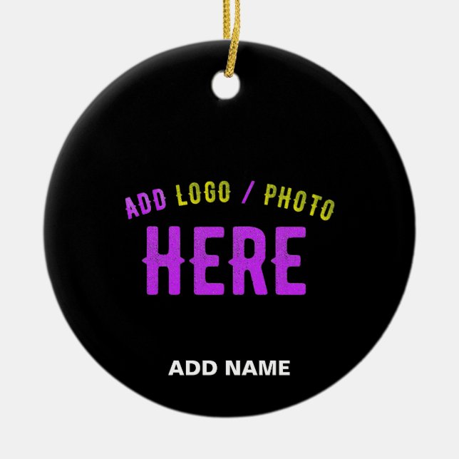 STYLISH MODERN CUSTOMIZABLE BLACK VERIFIED BRANDED CERAMIC ORNAMENT (Front)
