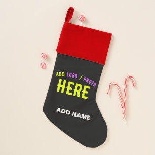 STYLISH MODERN CUSTOMIZABLE BLACK VERIFIED BRANDED CHRISTMAS STOCKING