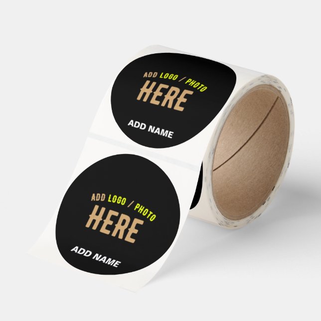 STYLISH MODERN CUSTOMIZABLE BLACK VERIFIED BRANDED CLASSIC ROUND STICKER (Roll)