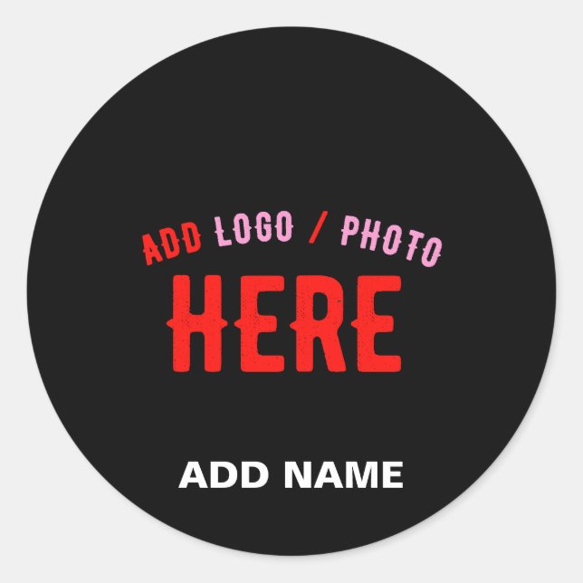 STYLISH MODERN CUSTOMIZABLE BLACK VERIFIED BRANDED CLASSIC ROUND STICKER (Front)