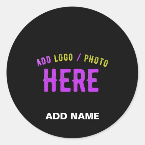 STYLISH MODERN CUSTOMIZABLE BLACK VERIFIED BRANDED CLASSIC ROUND STICKER