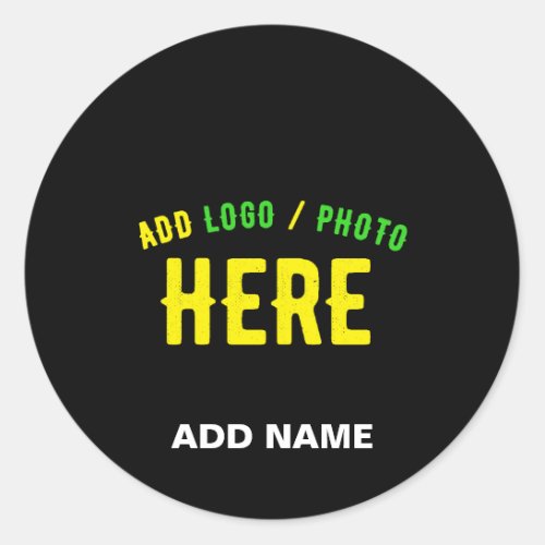 STYLISH MODERN CUSTOMIZABLE BLACK VERIFIED BRANDED CLASSIC ROUND STICKER