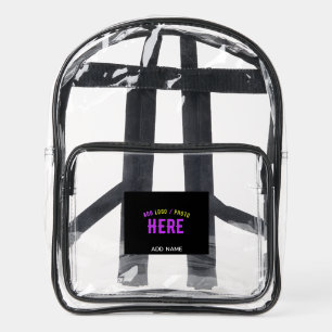 STYLISH MODERN CUSTOMIZABLE BLACK VERIFIED BRANDED CLEAR BACKPACK