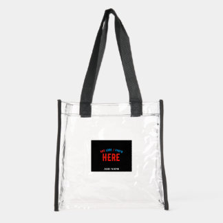 STYLISH MODERN CUSTOMIZABLE BLACK VERIFIED BRANDED CLEAR TOTE BAG