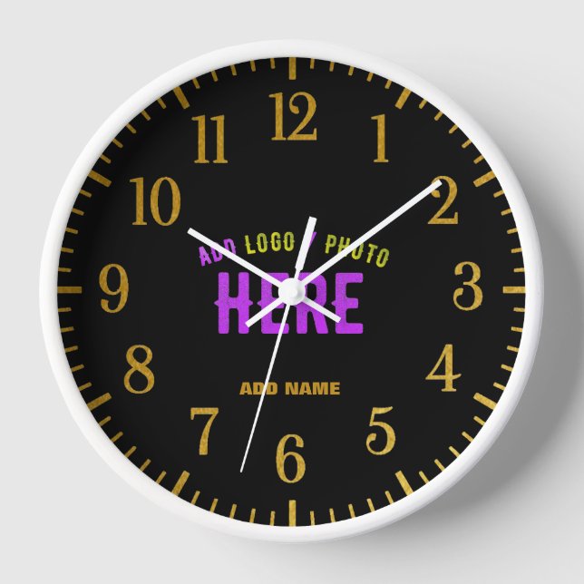 STYLISH MODERN CUSTOMIZABLE BLACK VERIFIED BRANDED CLOCK (Front)