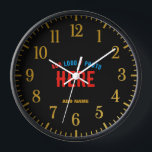 STYLISH MODERN CUSTOMIZABLE BLACK VERIFIED BRANDED CLOCK<br><div class="desc">THIS IS A DESIGN FITTING FOR EVERYONE.YOU CAN CHANGE, RESIZE OR ADD LOGO, PHOTO, TEXT AND COLOURS THE WAY YOU LIKE.THANK YOU.</div>