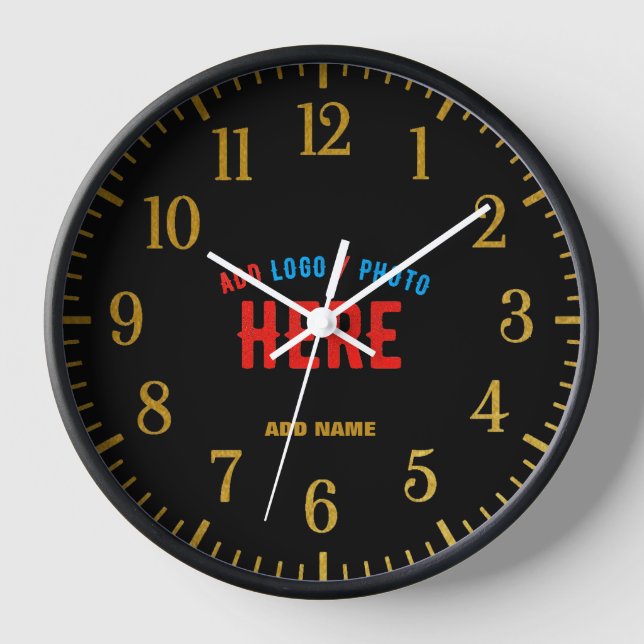 STYLISH MODERN CUSTOMIZABLE BLACK VERIFIED BRANDED CLOCK (Front)