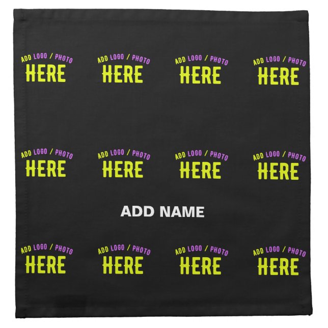 STYLISH MODERN CUSTOMIZABLE BLACK VERIFIED BRANDED CLOTH NAPKIN (Front)