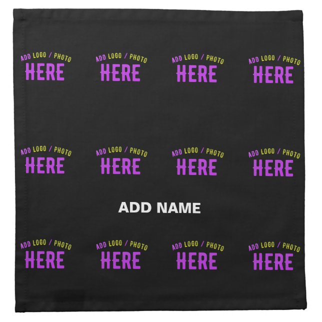 STYLISH MODERN CUSTOMIZABLE BLACK VERIFIED BRANDED CLOTH NAPKIN (Front)