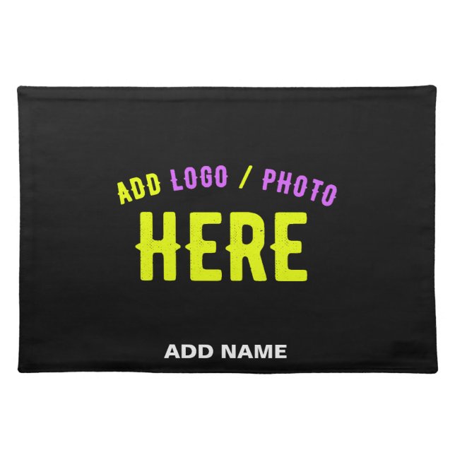 STYLISH MODERN CUSTOMIZABLE BLACK VERIFIED BRANDED CLOTH PLACEMAT (Front)