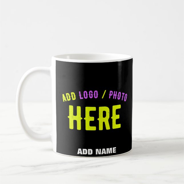 STYLISH MODERN CUSTOMIZABLE BLACK VERIFIED BRANDED COFFEE MUG (Left)