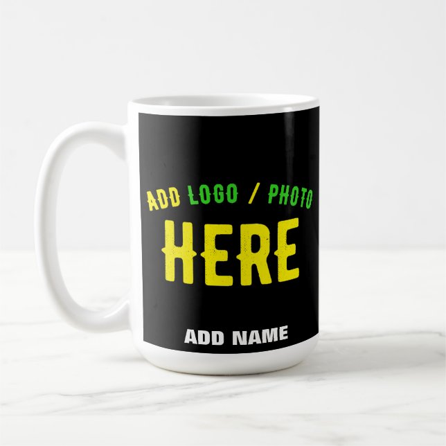 STYLISH MODERN CUSTOMIZABLE BLACK VERIFIED BRANDED COFFEE MUG (Left)