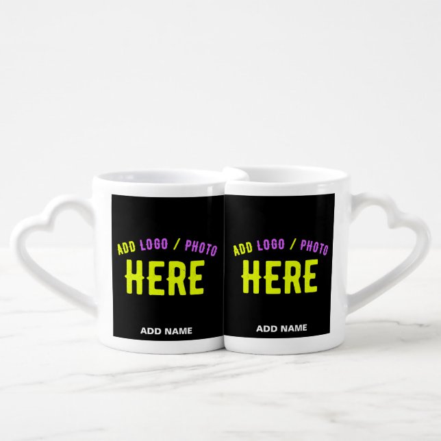 STYLISH MODERN CUSTOMIZABLE BLACK VERIFIED BRANDED COFFEE MUG SET (Front Nesting)