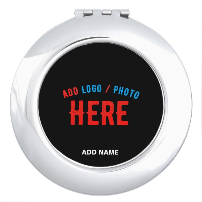 STYLISH MODERN CUSTOMIZABLE BLACK VERIFIED BRANDED COMPACT MIRROR (Front)