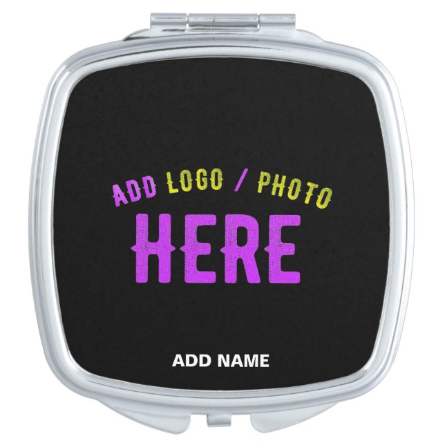 STYLISH MODERN CUSTOMIZABLE BLACK VERIFIED BRANDED COMPACT MIRROR (Front)