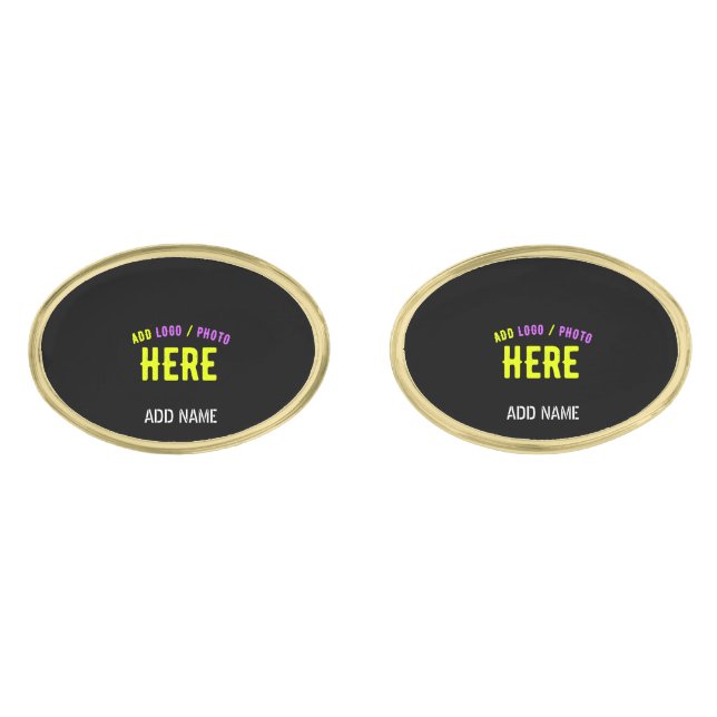 STYLISH MODERN CUSTOMIZABLE BLACK VERIFIED BRANDED CUFFLINKS (Front)