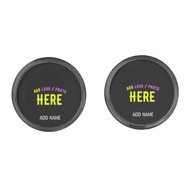 STYLISH MODERN CUSTOMIZABLE BLACK VERIFIED BRANDED CUFFLINKS (Front)