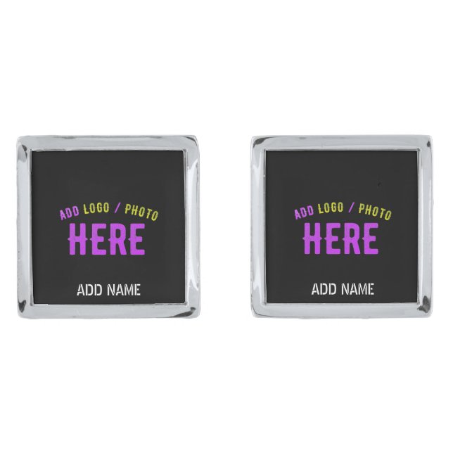 STYLISH MODERN CUSTOMIZABLE BLACK VERIFIED BRANDED CUFFLINKS (Front)