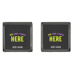 STYLISH MODERN CUSTOMIZABLE BLACK VERIFIED BRANDED CUFFLINKS