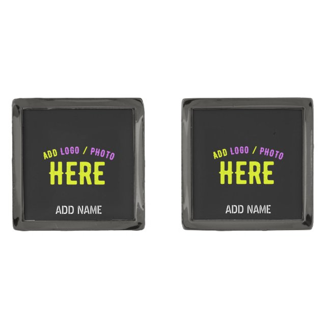 STYLISH MODERN CUSTOMIZABLE BLACK VERIFIED BRANDED CUFFLINKS (Front)