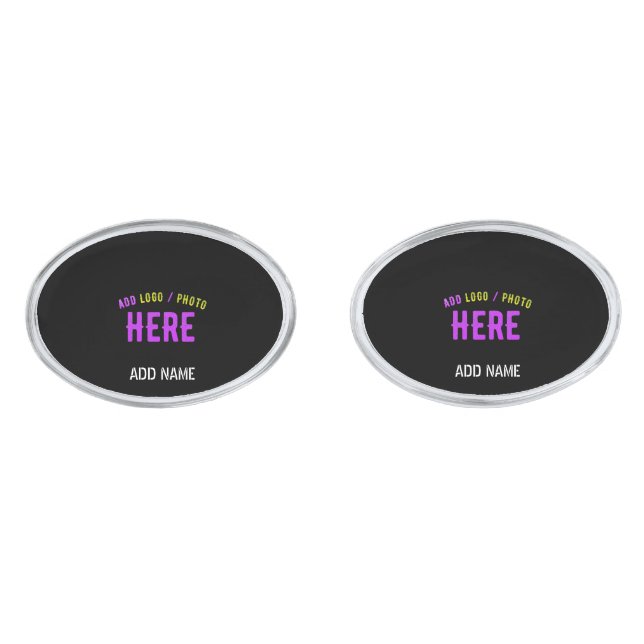 STYLISH MODERN CUSTOMIZABLE BLACK VERIFIED BRANDED CUFFLINKS (Front)