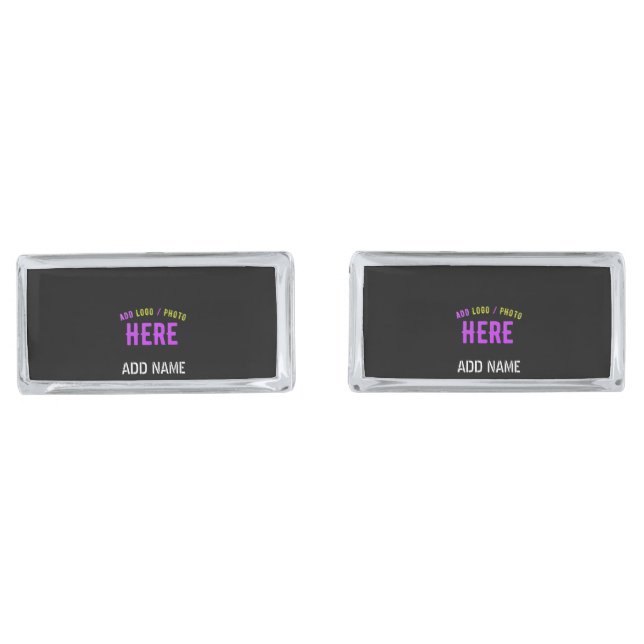STYLISH MODERN CUSTOMIZABLE BLACK VERIFIED BRANDED CUFFLINKS (Front)