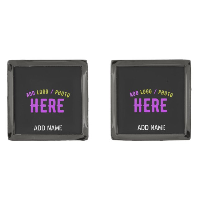 STYLISH MODERN CUSTOMIZABLE BLACK VERIFIED BRANDED CUFFLINKS (Front)