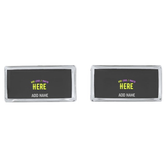 STYLISH MODERN CUSTOMIZABLE BLACK VERIFIED BRANDED CUFFLINKS (Front)