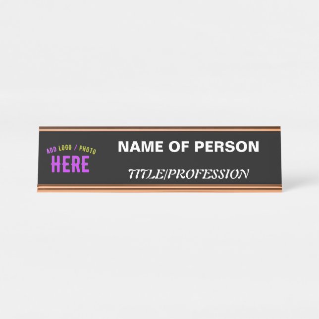 STYLISH MODERN CUSTOMIZABLE BLACK VERIFIED BRANDED DESK NAME PLATE (Front)