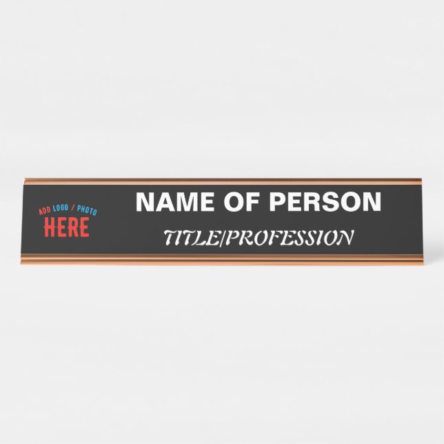 STYLISH MODERN CUSTOMIZABLE BLACK VERIFIED BRANDED DESK NAME PLATE (Front)
