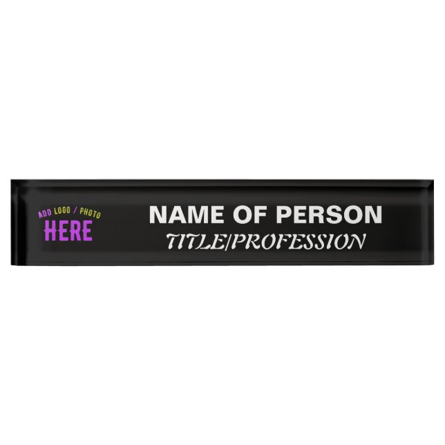 STYLISH MODERN CUSTOMIZABLE BLACK VERIFIED BRANDED DESK NAME PLATE (Front)