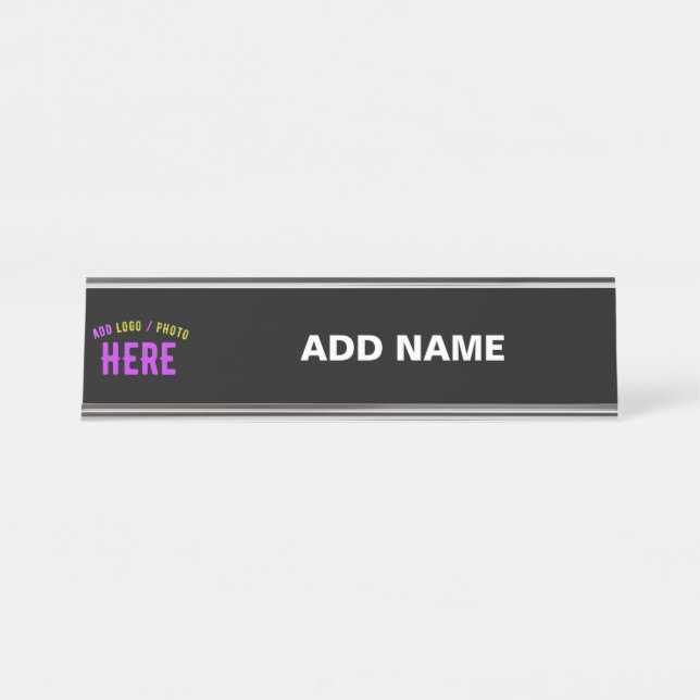 STYLISH MODERN CUSTOMIZABLE BLACK VERIFIED BRANDED DESK NAME PLATE (Front)