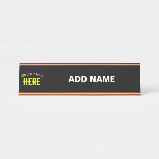 STYLISH MODERN CUSTOMIZABLE BLACK VERIFIED BRANDED DESK NAME PLATE (Front)