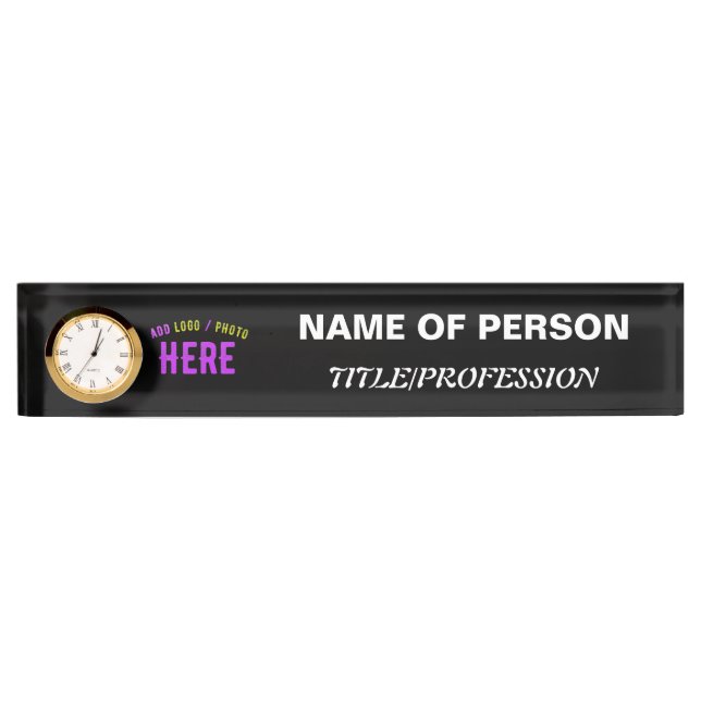 STYLISH MODERN CUSTOMIZABLE BLACK VERIFIED BRANDED DESK NAME PLATE (Front)