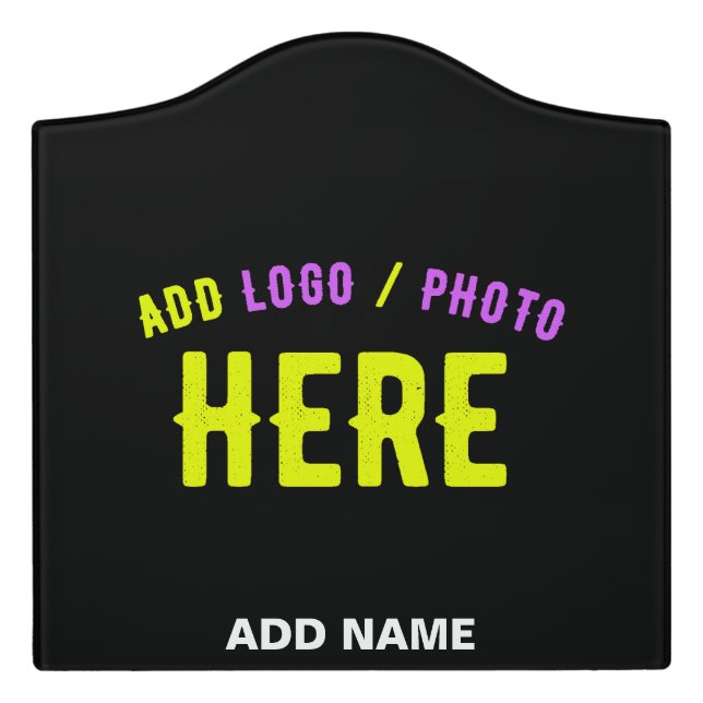 STYLISH MODERN CUSTOMIZABLE BLACK VERIFIED BRANDED DOOR SIGN (Large Crest Front)