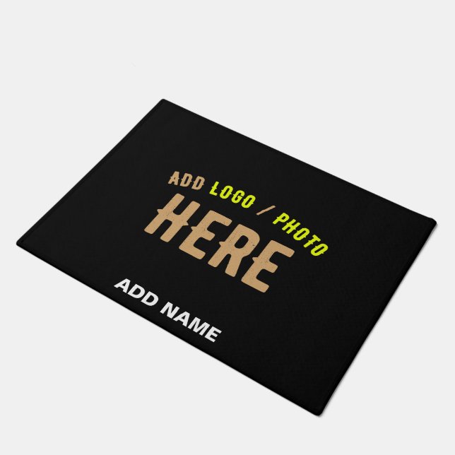 STYLISH MODERN CUSTOMIZABLE BLACK VERIFIED BRANDED DOORMAT (Angled)