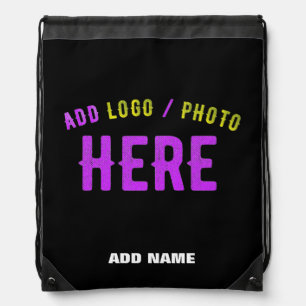 STYLISH MODERN CUSTOMIZABLE BLACK VERIFIED BRANDED DRAWSTRING BAG