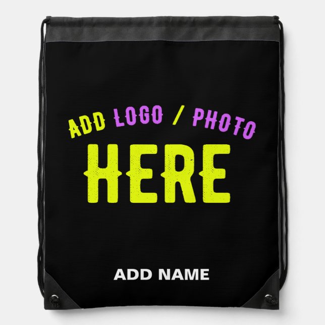STYLISH MODERN CUSTOMIZABLE BLACK VERIFIED BRANDED DRAWSTRING BAG (Front)