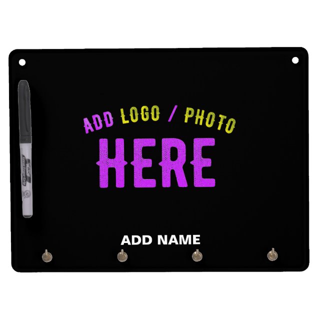 STYLISH MODERN CUSTOMIZABLE BLACK VERIFIED BRANDED DRY ERASE BOARD WITH KEYCHAIN HOLDER (Front)