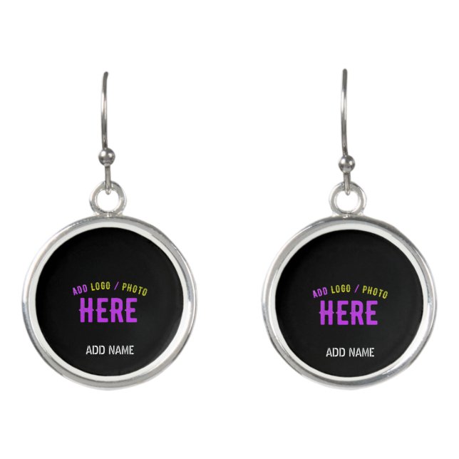 STYLISH MODERN CUSTOMIZABLE BLACK VERIFIED BRANDED EARRINGS (Front)